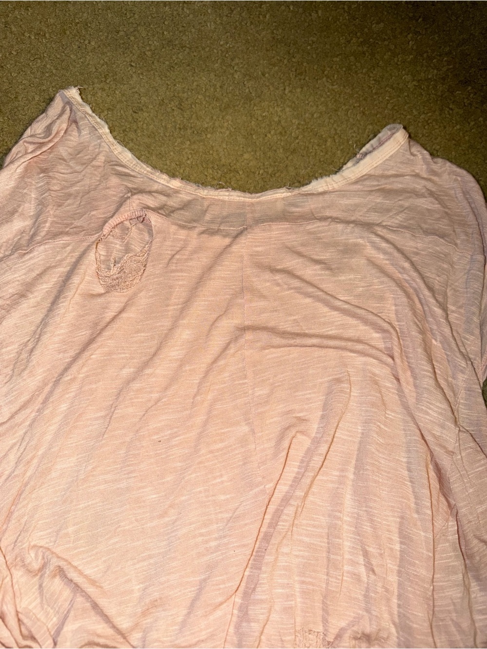 Vintage Havana Pink Distressed Slub Knit Oversized Raw Edge Top Medium